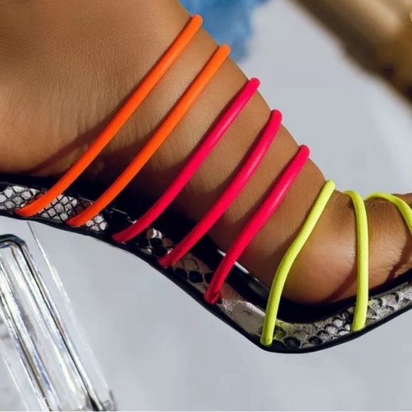 Multi Color Neon Stappy Open Toe
Chunky High Heel - Picture 5 of 5